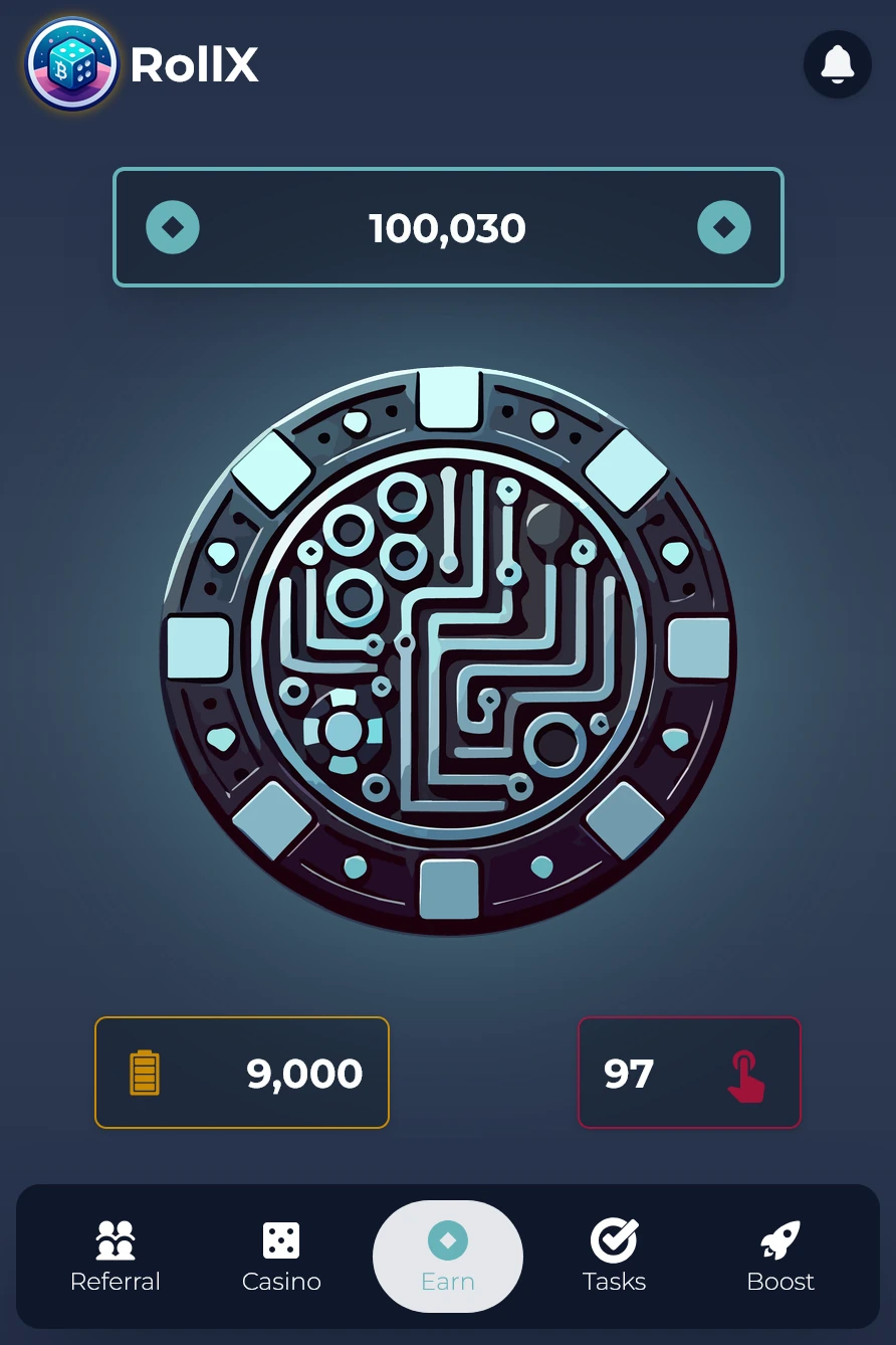 نمای وباپلیکیشن تلگرامی RollX